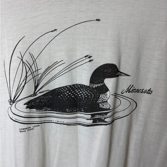 Minnesota Common Loon Nature Tee Vintage Bird 90s Single Stitch - M/S - Picture 2 of 5